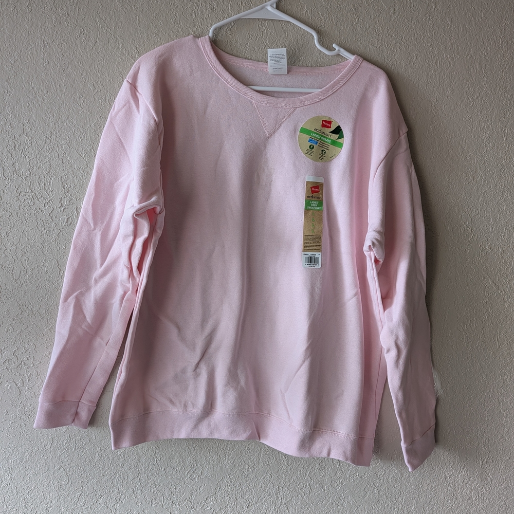 Hanes Light Pink Crew Neck Sweater 0112 - Picture 2 of 4